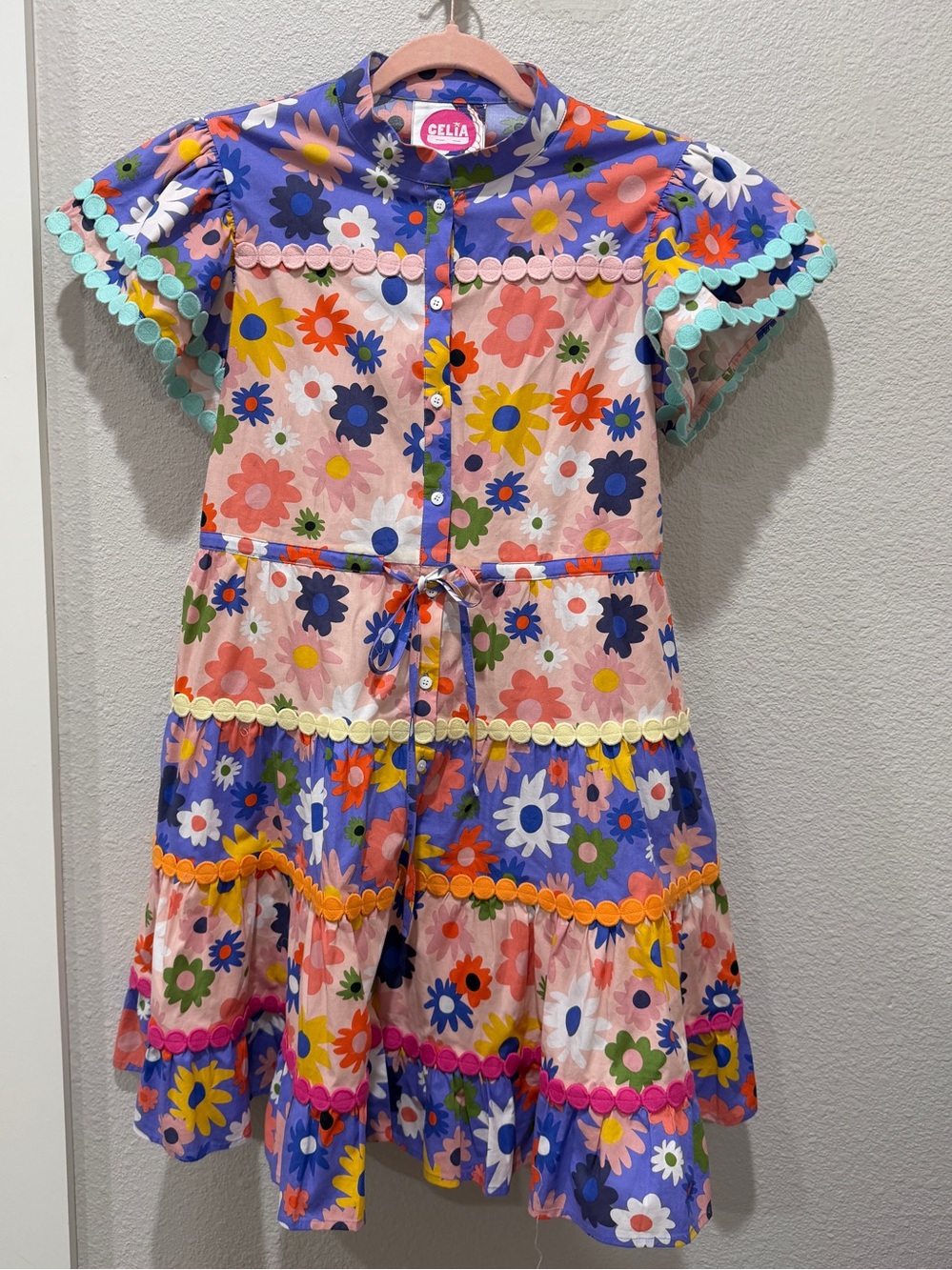 Celia B. Floral Puff Sleeve Mini Dress Size Medium 6/8
